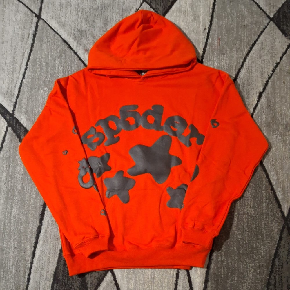 Red Crewneck Sweater with Gray Star Accents